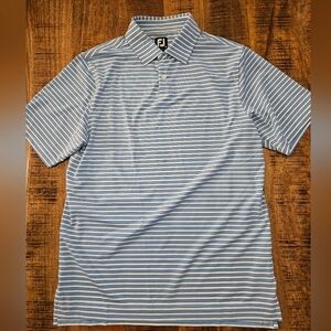 FootJoy Blue and White Striped Polo Shirt
